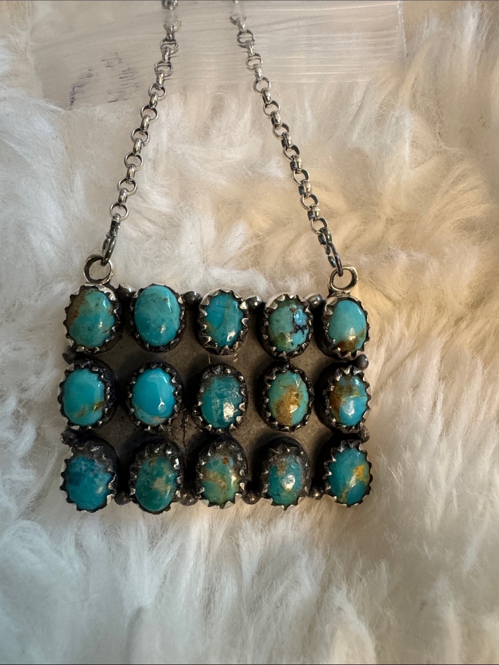 Kingman Turquoise Stone necklace 925 silver -